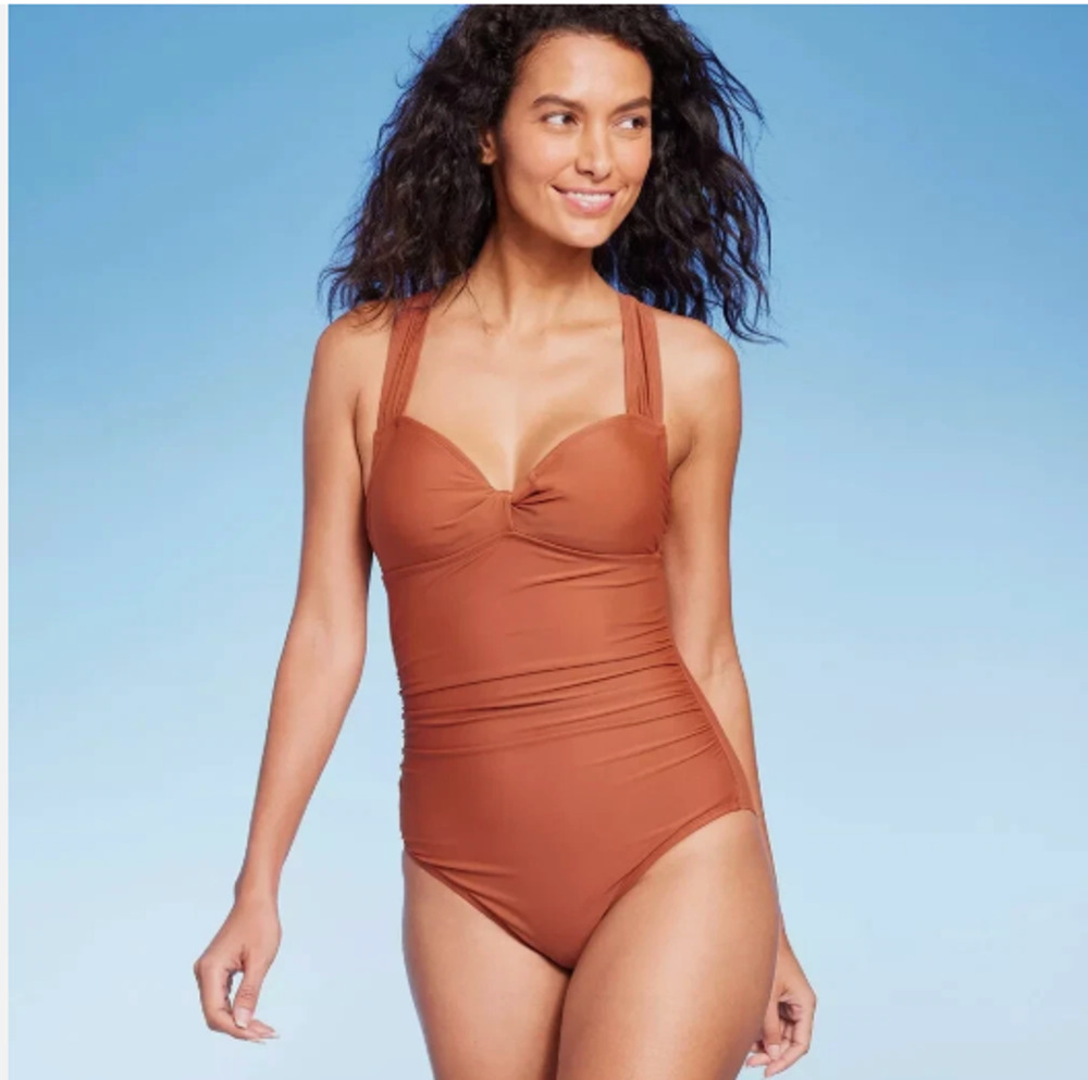 Twist-Front Shirred One Piece Swimsuit Sz Medium NWT - Kona Sol